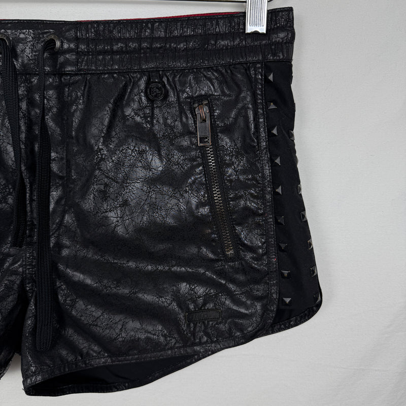 Diesel Pleather Mini Studded Swim Shorts