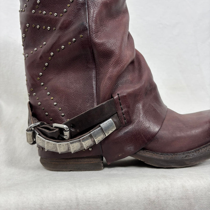 A.S. 98 Slouch Mid-Calf Studded Boots