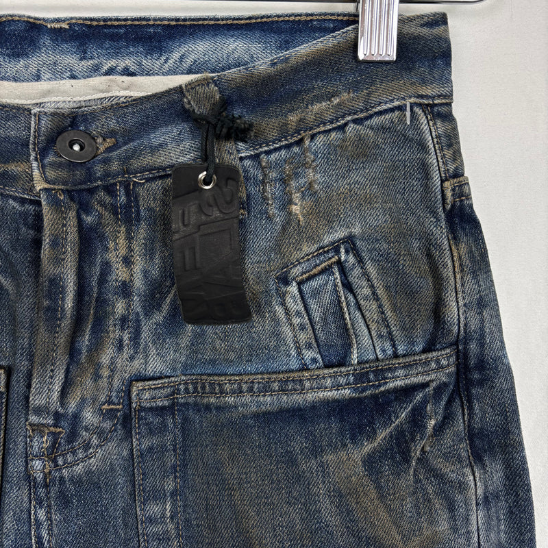 FW01 Rick Owens Slab Waxed Distressed Mudwash Jeans