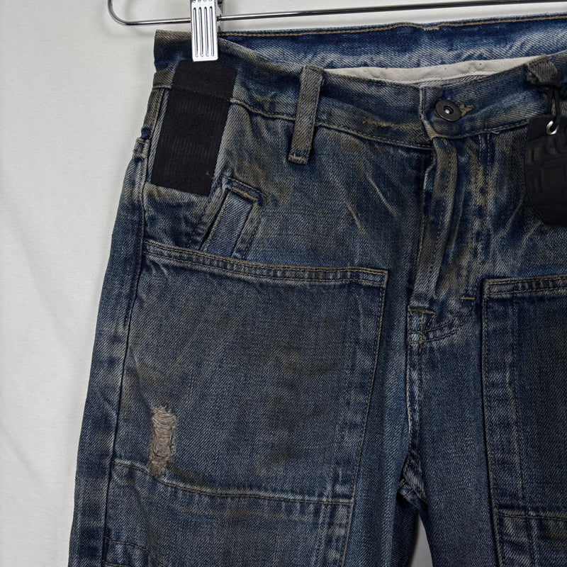 FW01 Rick Owens Slab Waxed Distressed Mudwash Jeans