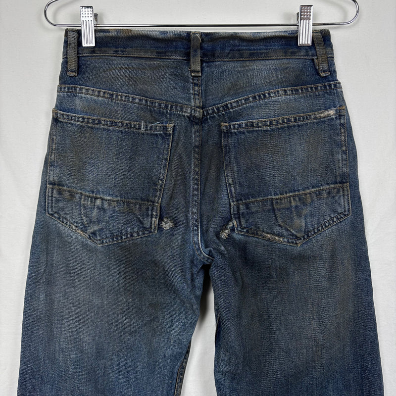 FW01 Rick Owens Slab Waxed Distressed Mudwash Jeans