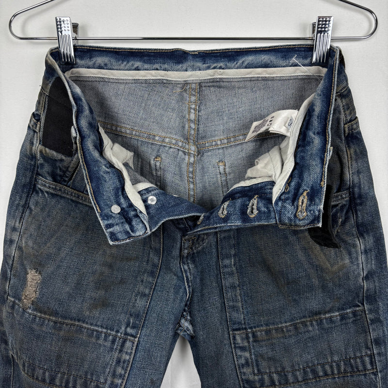 FW01 Rick Owens Slab Waxed Distressed Mudwash Jeans