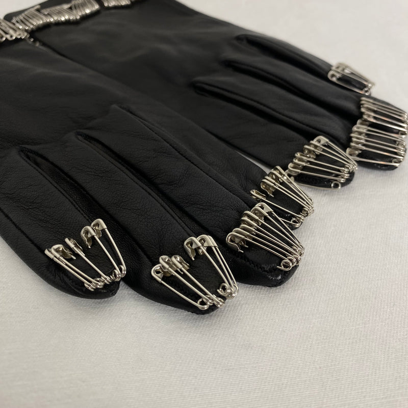 Moschino Leather Safety Pin Gloves