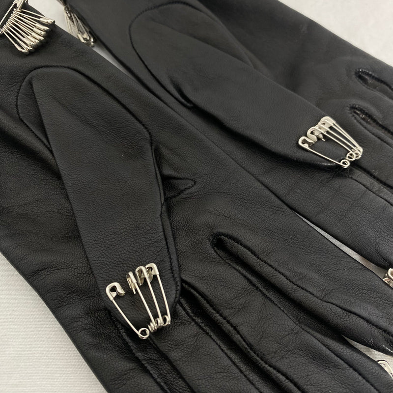 Moschino Leather Safety Pin Gloves