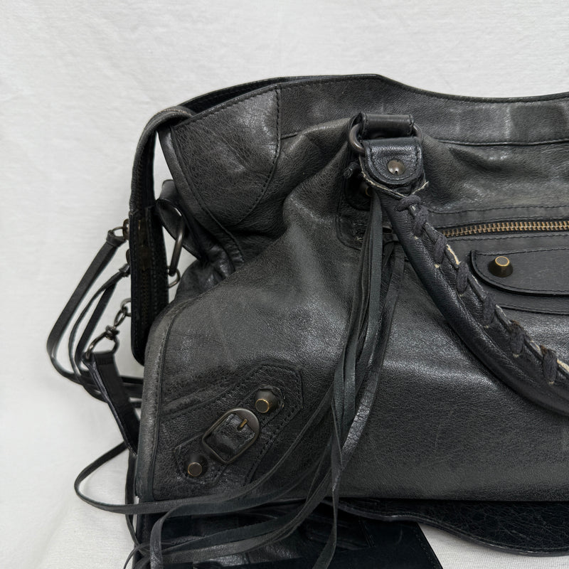 SS10 Balenciaga City Bag By Nicolas Gesquiere In Gun Metal