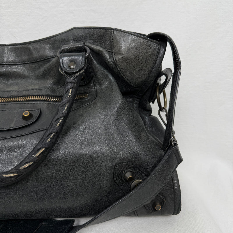 SS10 Balenciaga City Bag By Nicolas Gesquiere In Gun Metal