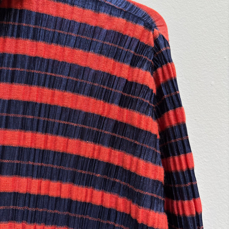 Issey Miyake Pleats Please Striped Zip Up Hoodie
