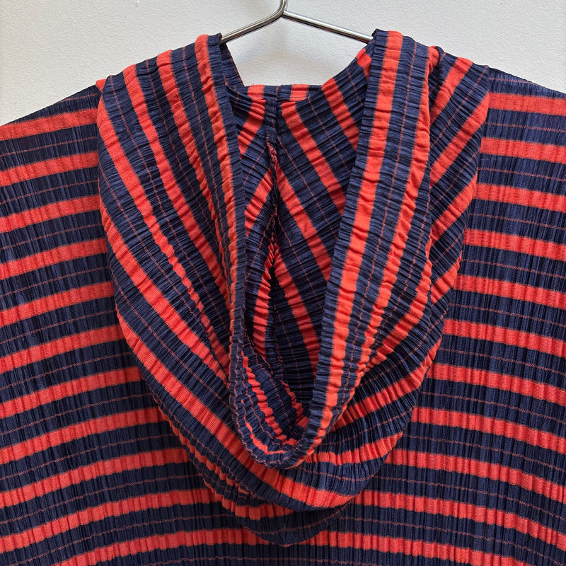 Issey Miyake Pleats Please Striped Zip Up Hoodie