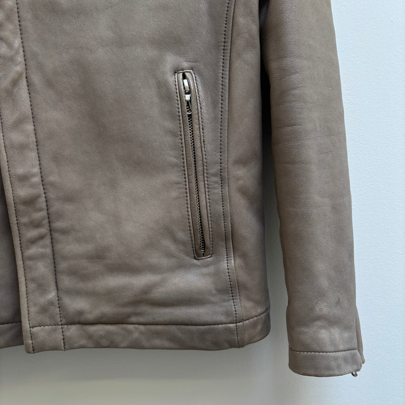 00s Katharine Hamnett Goat Leather Hooded Riders Jacket