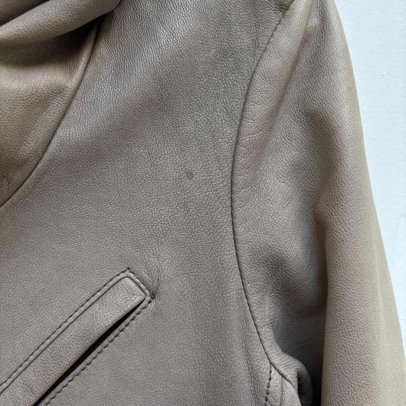 00s Katharine Hamnett Goat Leather Hooded Riders Jacket