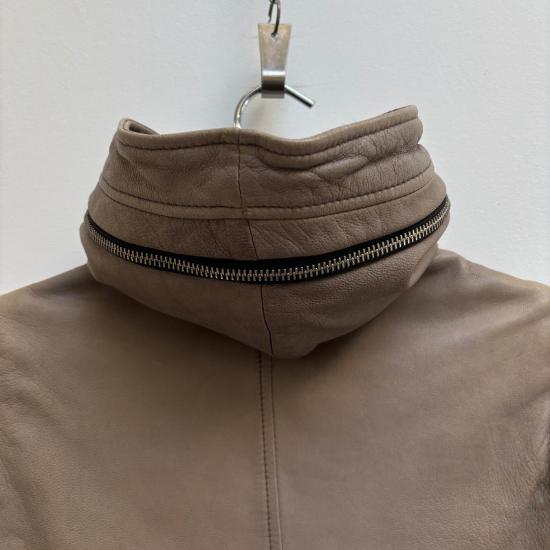 00s Katharine Hamnett Goat Leather Hooded Riders Jacket