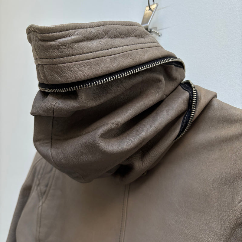 00s Katharine Hamnett Goat Leather Hooded Riders Jacket