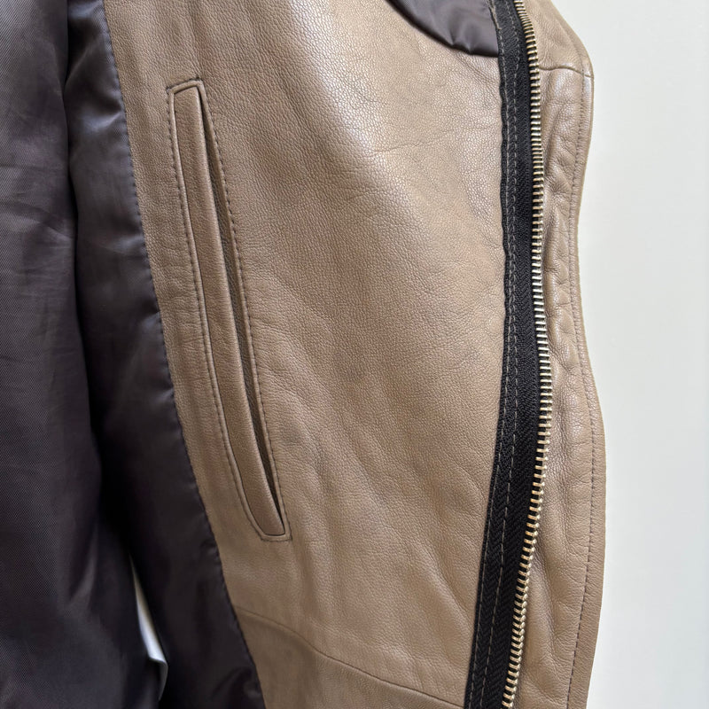 00s Katharine Hamnett Goat Leather Hooded Riders Jacket