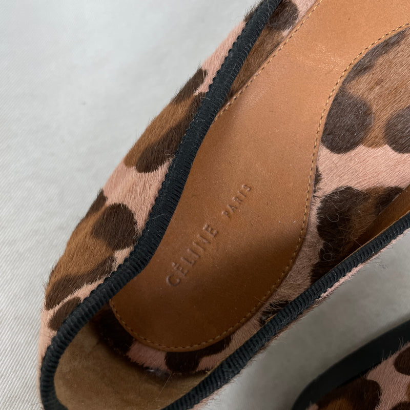 Celine Leopard Print Pony Hair Flats