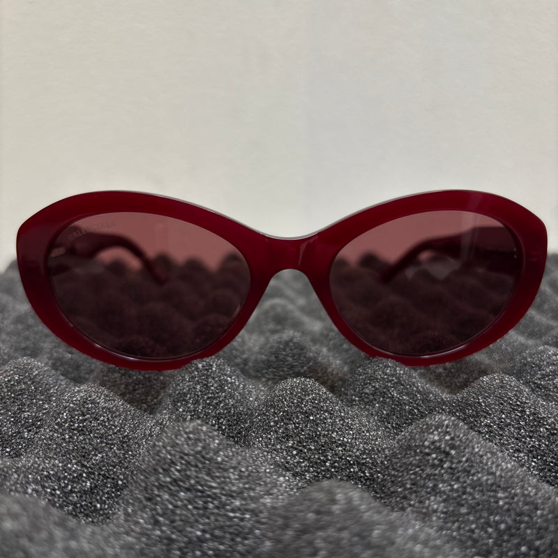 Balenciaga Oval Frame Maroon Sunglasses