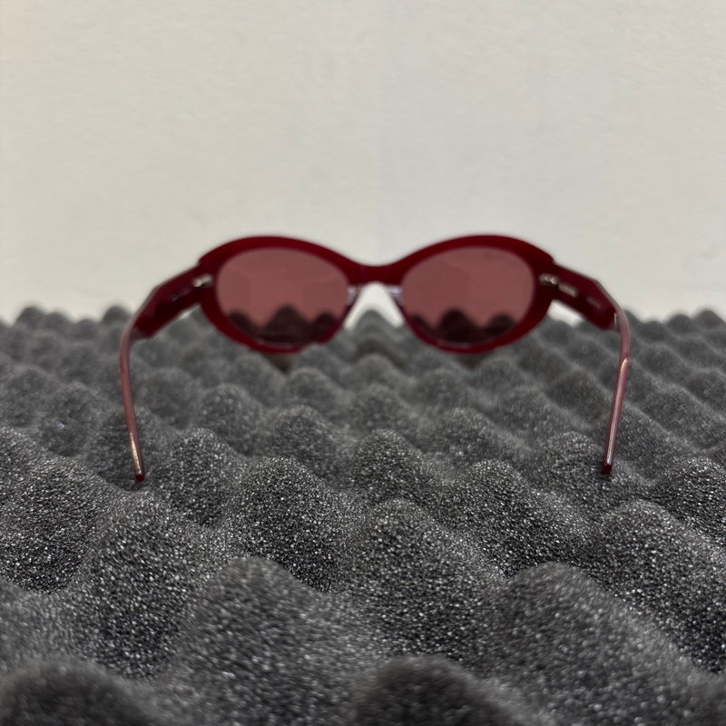 Balenciaga Oval Frame Maroon Sunglasses