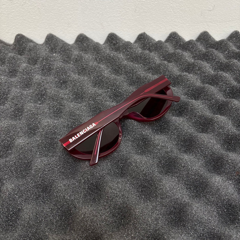 Balenciaga Oval Frame Maroon Sunglasses
