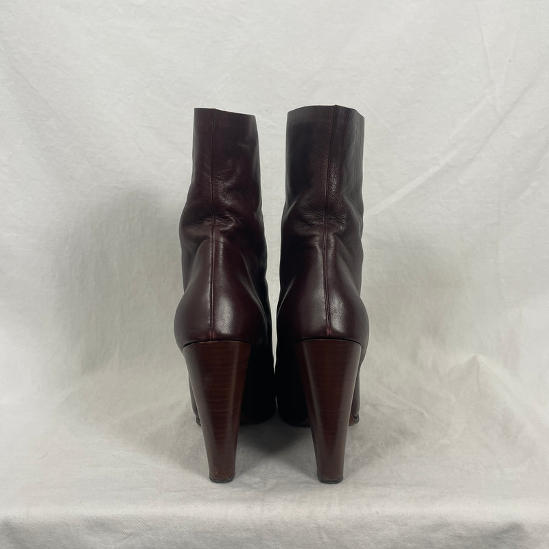 Celine By Phoebe Philo Zip Up Heeled Boots Burgundy