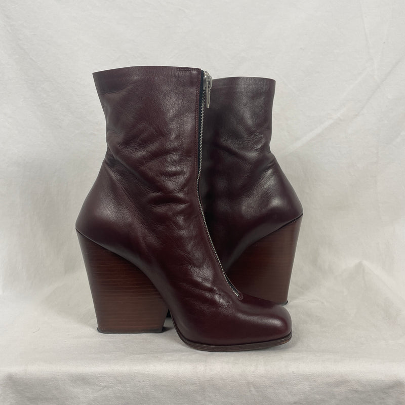 Celine By Phoebe Philo Zip Up Heeled Boots Burgundy