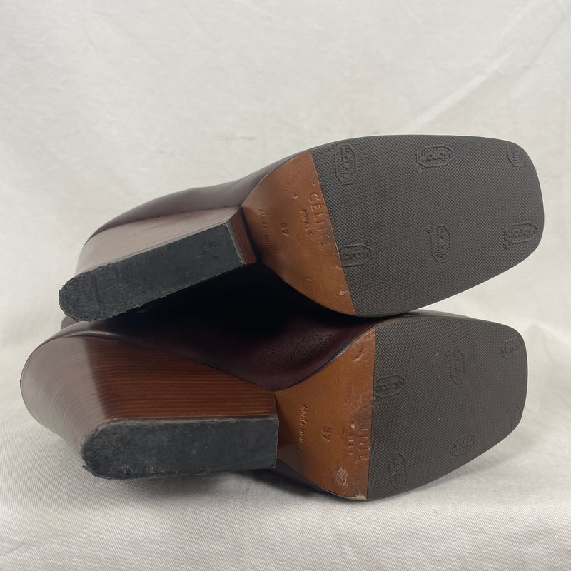 Celine By Phoebe Philo Zip Up Heeled Boots Burgundy
