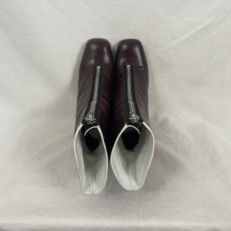 Celine By Phoebe Philo Zip Up Heeled Boots Burgundy
