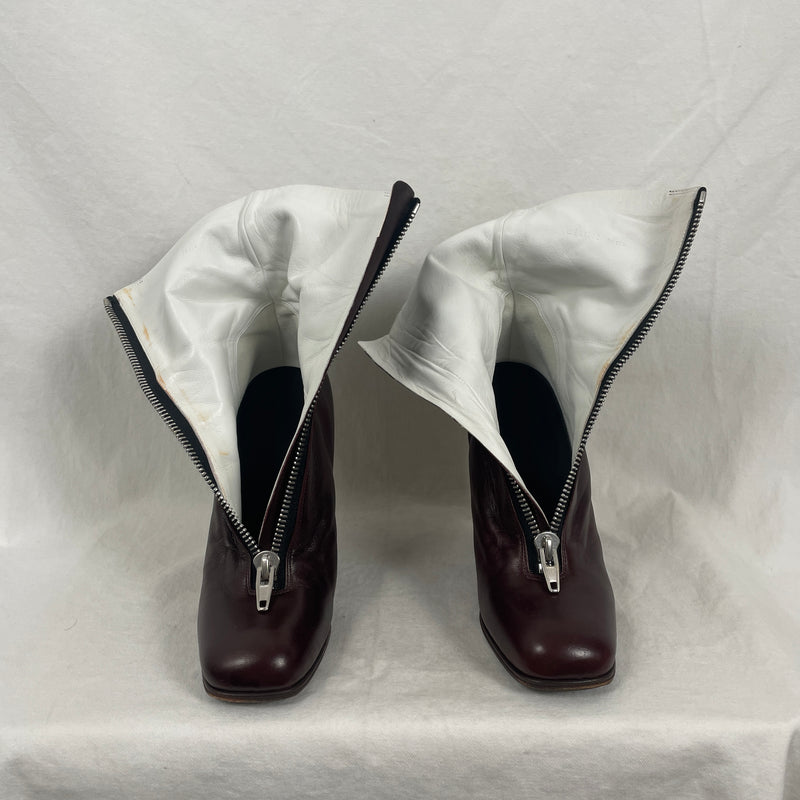 Celine By Phoebe Philo Zip Up Heeled Boots Burgundy