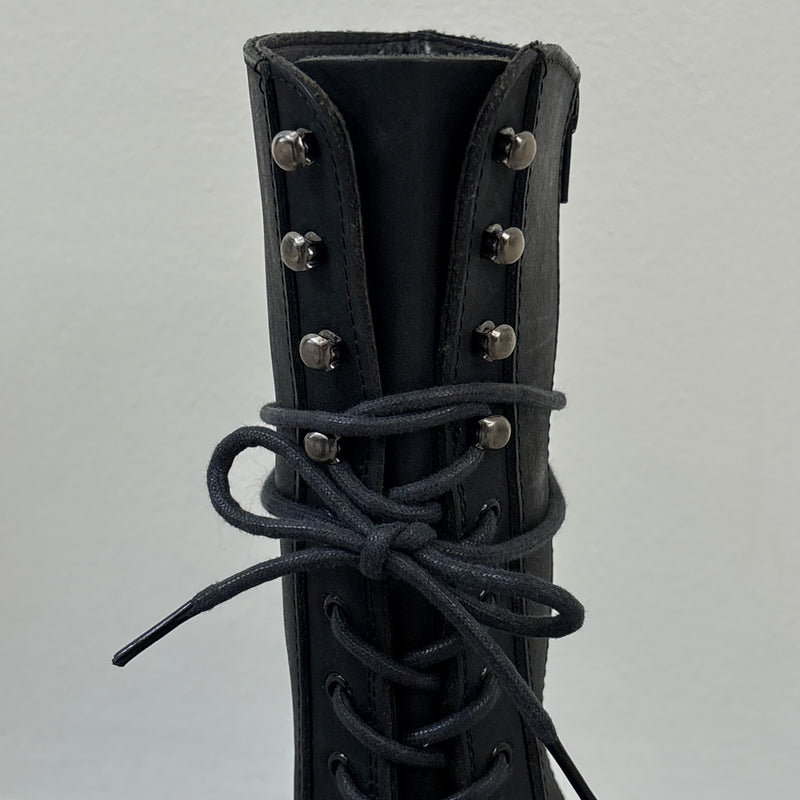 5351 Pour Les Femmes Tall Buckle Lace Up Leather Boots
