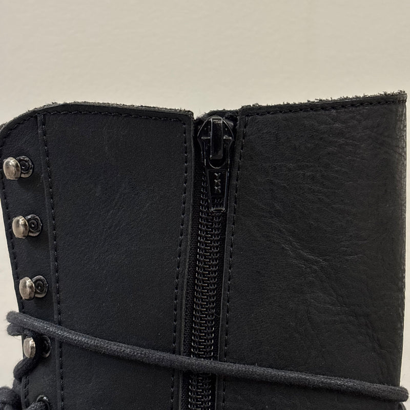 5351 Pour Les Femmes Tall Buckle Lace Up Leather Boots