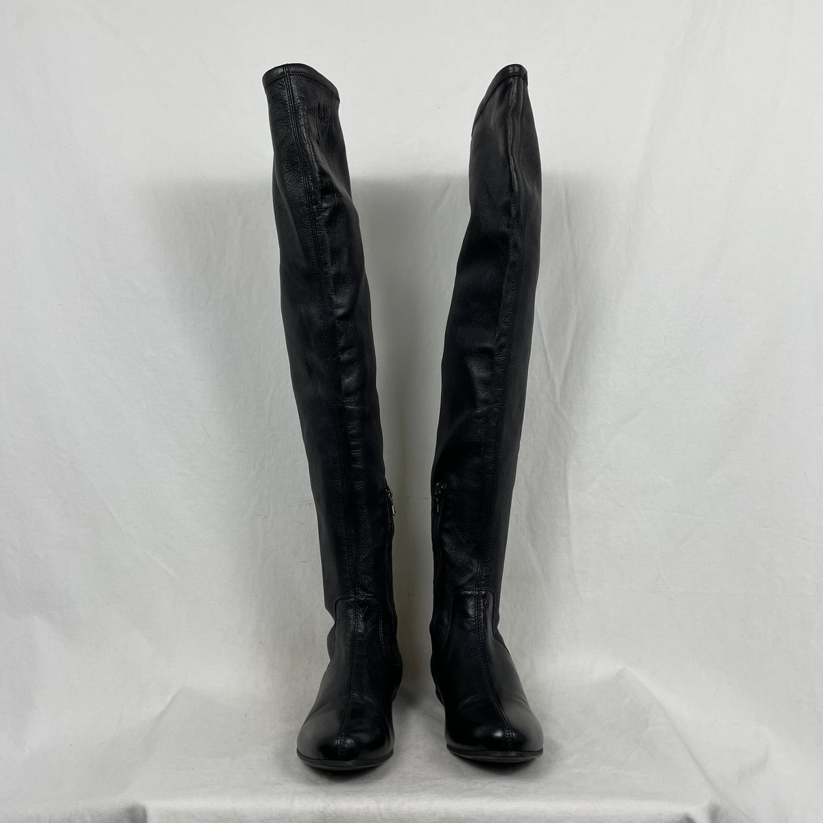靴 90s 00s PRADA leatherboots archive Vintage late '90s/2000s Prada Linea Rossa Black Leather