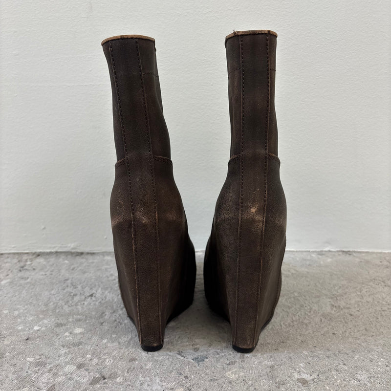 Rick Owens Leather Wedge Boots