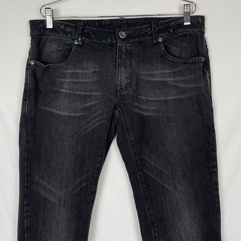 00s Dirk Bikkembergs Leather Waist Slim Fit Jeans