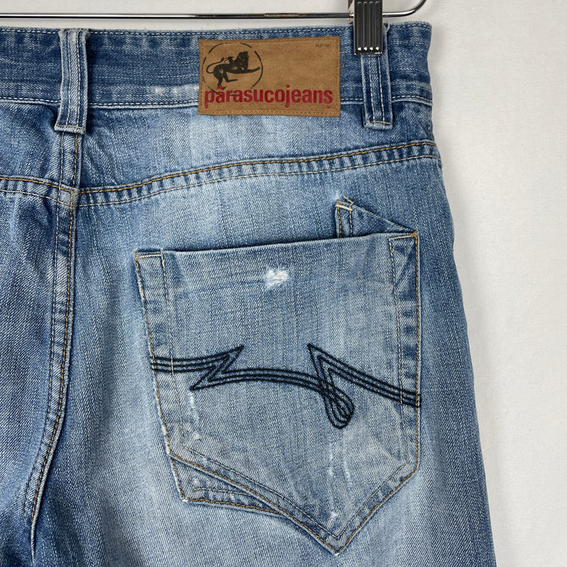 90s Parasuco Ripped Light Wash Straight Leg Jeans