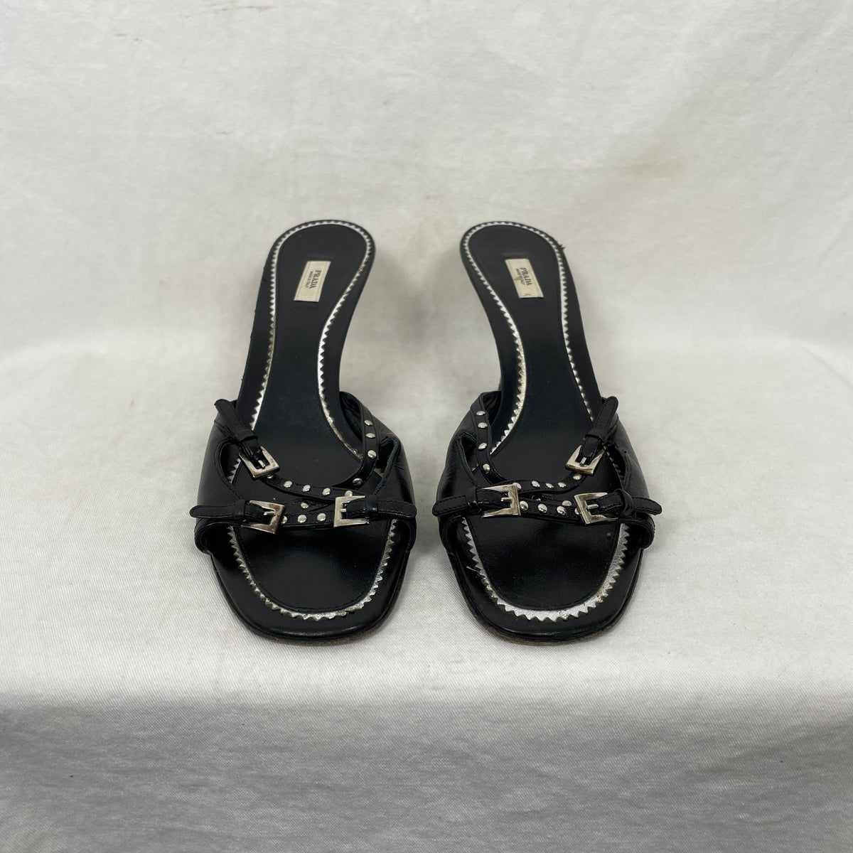 00s Prada Studded Kitten Heel Sandals – Boketto