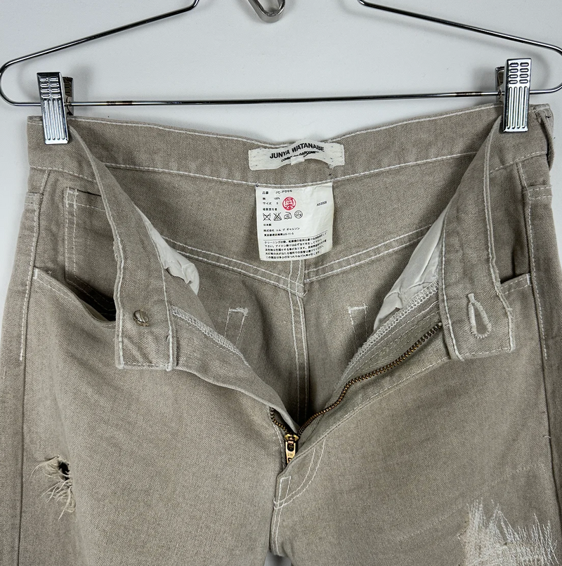 2008 Junya Watanabe Distressed Linen Trousers