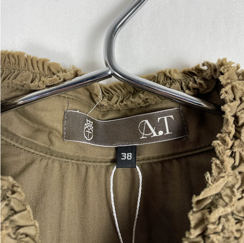 Atsuro Tayama Khaki Ruffle Collar Blouse