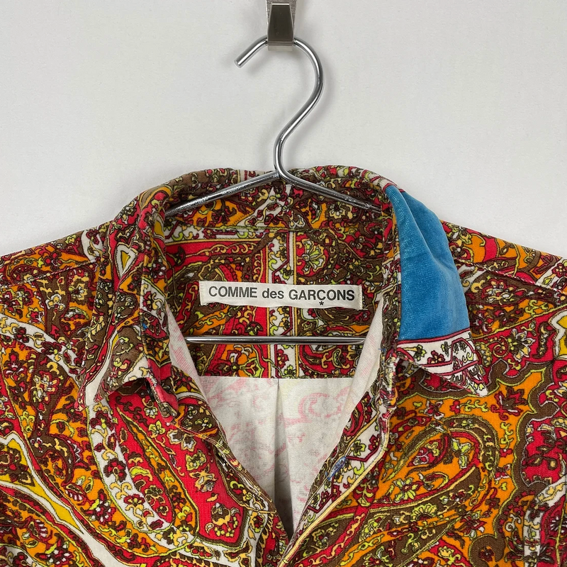 Comme des Garçons Velour Paisley Print Button Up Shirt