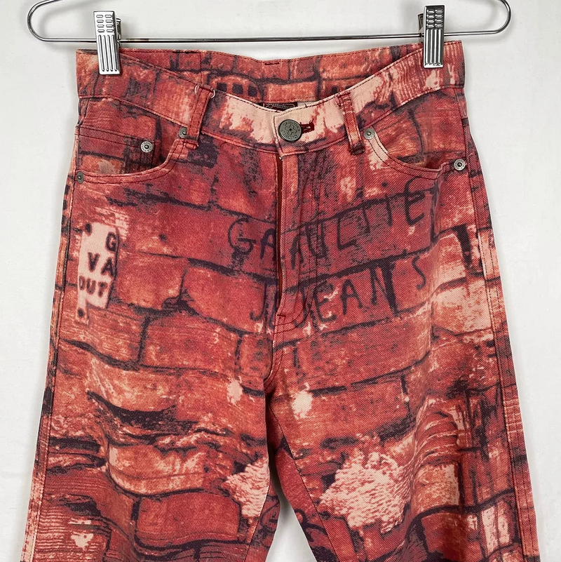 Jean Paul Gaultier Brick Wall Print Jeans
