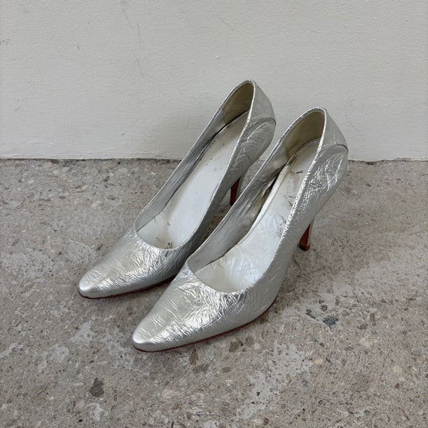 FW14 Maison Margiela Crinkled Metallic Pumps