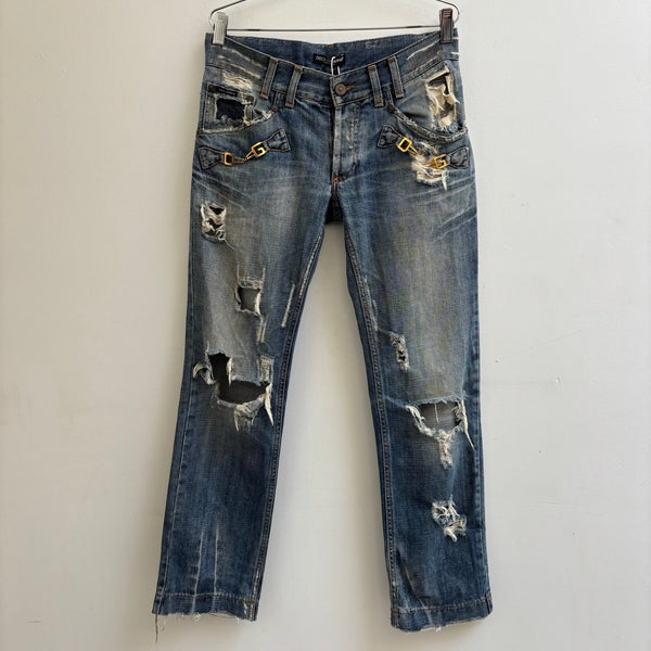 00s Dolce & Gabbana Distressed Horsebit Jeans