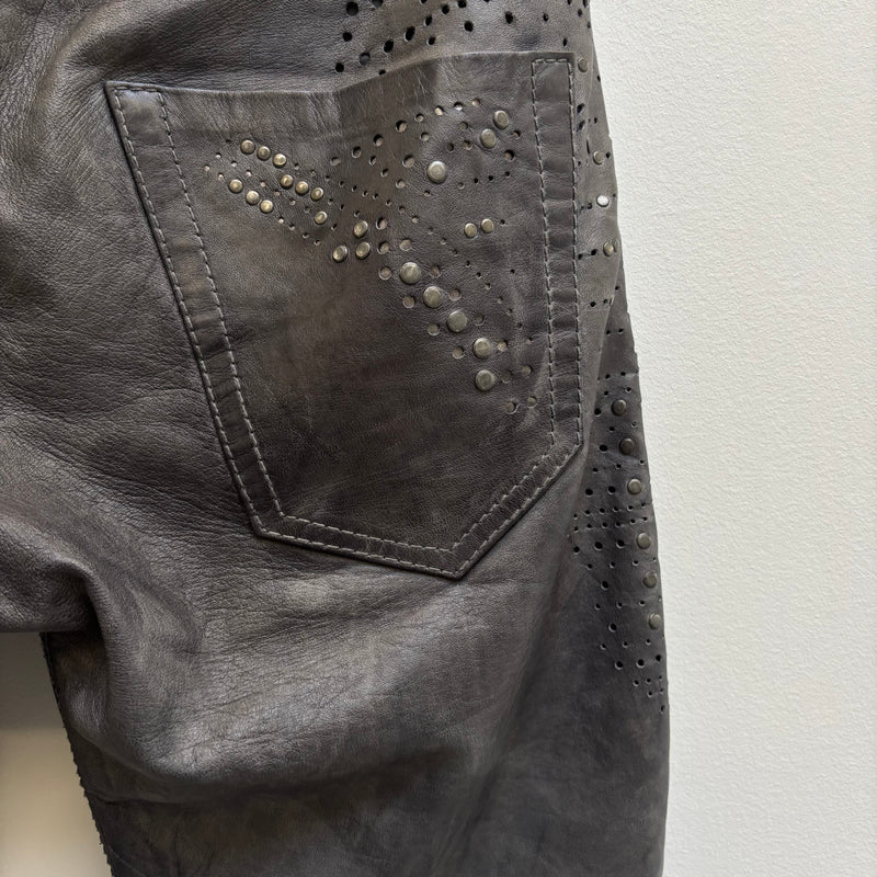 Diesel Sea Green Perforated Lambskin Jeans