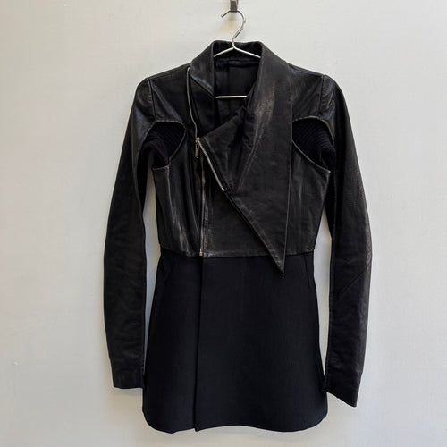FW10 Rick Owens ‘GLEAM’ Long Leather Wool Jacket