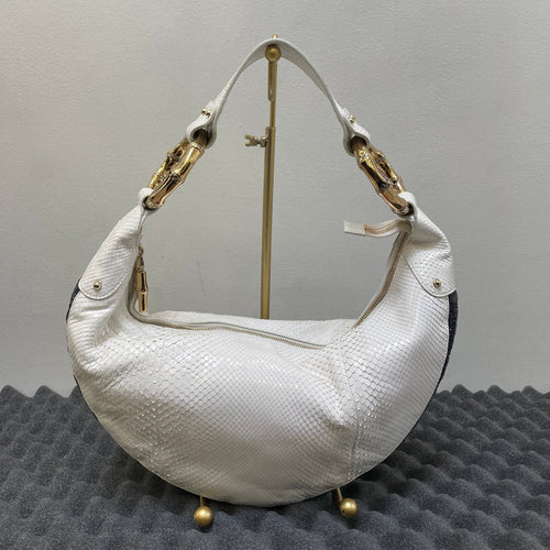 00s Gucci Bamboo Ring Snakeskin Shoulder Bag By Tom Ford