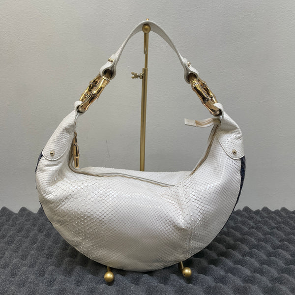 00s Gucci Bamboo Ring Snakeskin Shoulder Bag By Tom Ford
