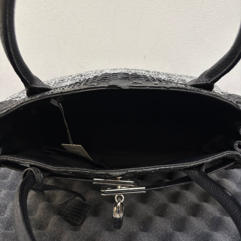 Tweed and Python Leather Firkin Handbag