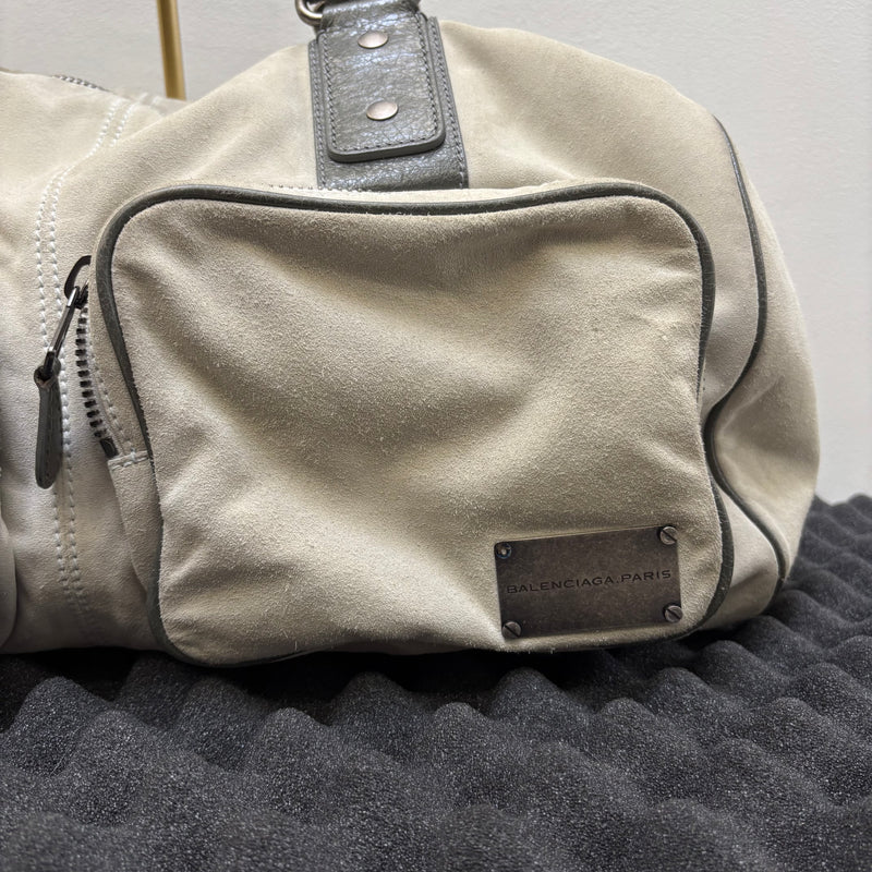 FW14 Balenciaga Suede Dual Pocket Duffle Bag