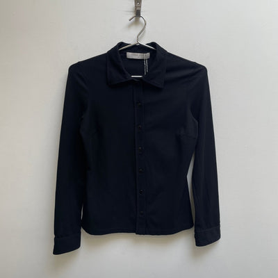 00s MIU MIU Ribbed Button Up Collared Top