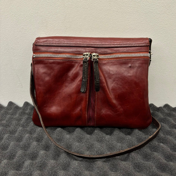 A.S.98 Red Leather Satchel Bag