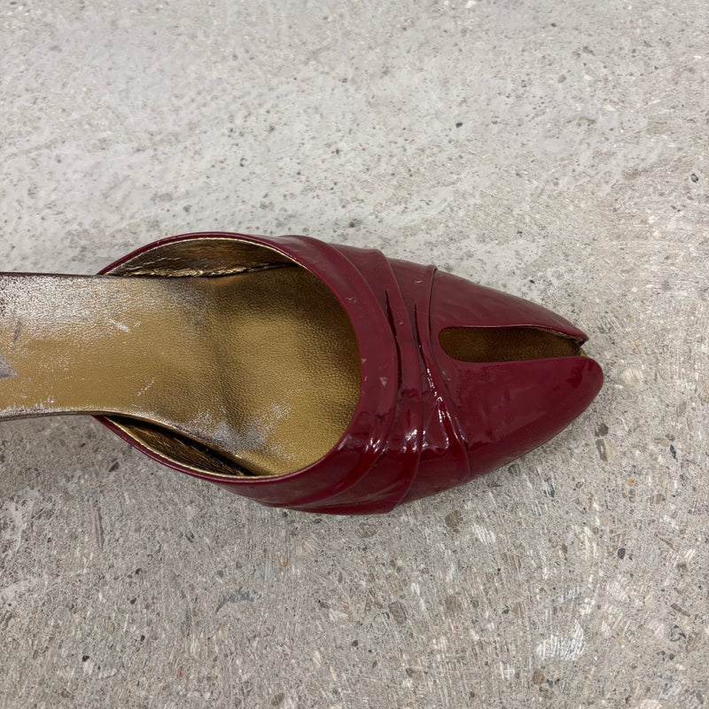 Gucci Patent Leather Open Split Kitten Heels