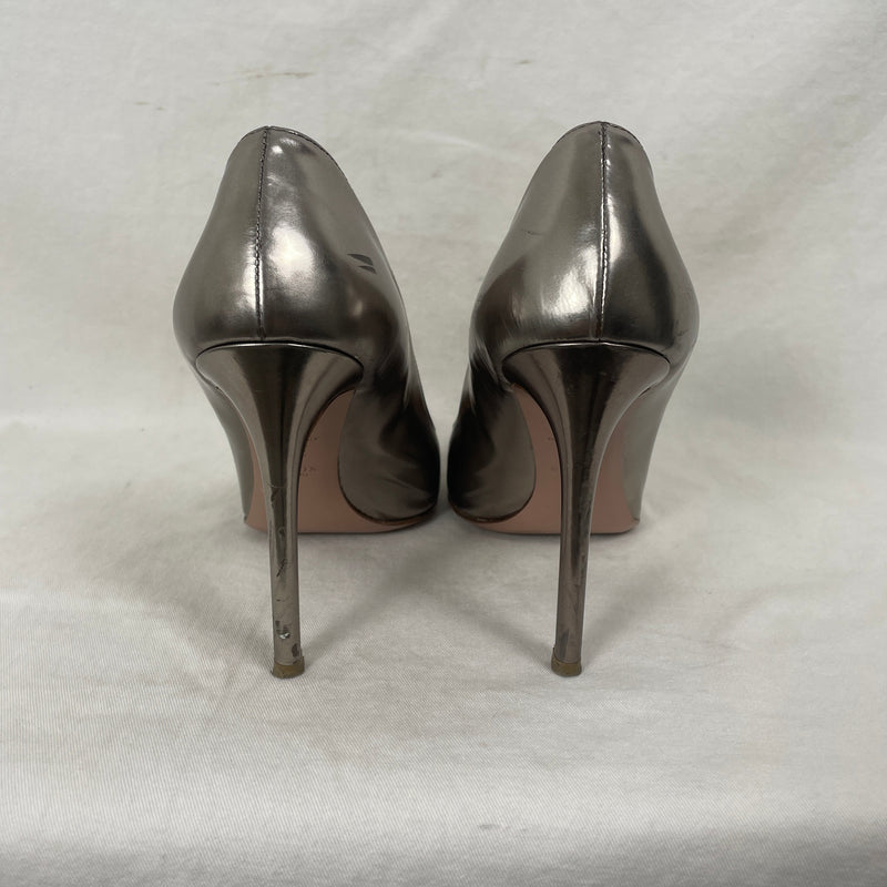 Prada Metallic Silver Heels
