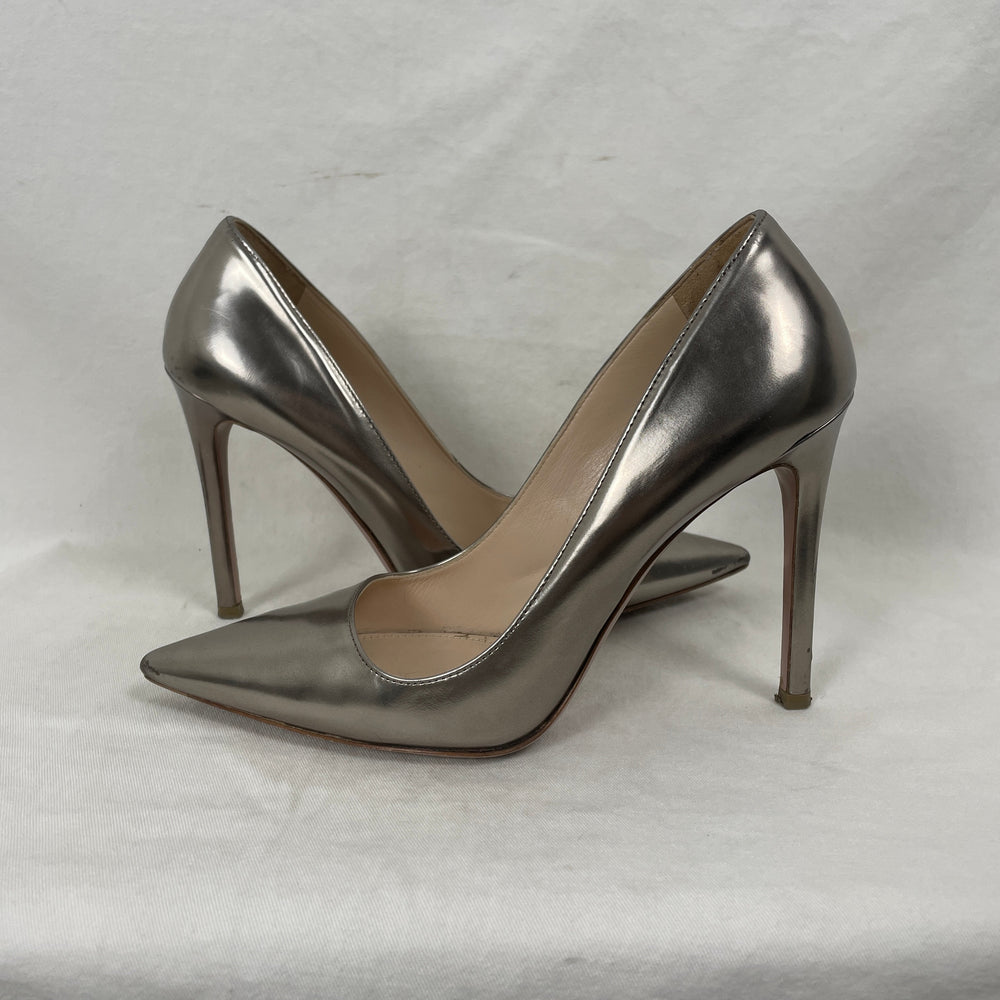 Prada Metallic Silver Heels